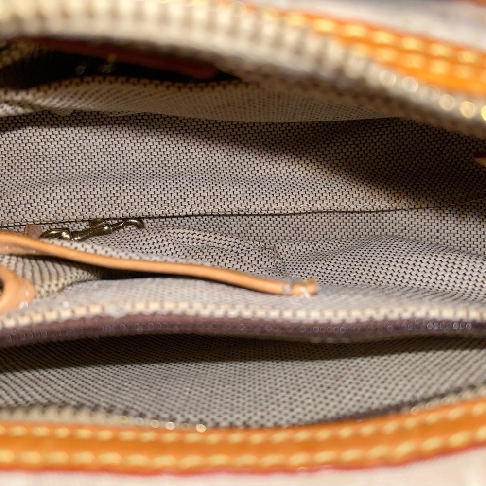 Dooney & Burke canvas rectangular satchel tan and brown - Picture 7 of 12